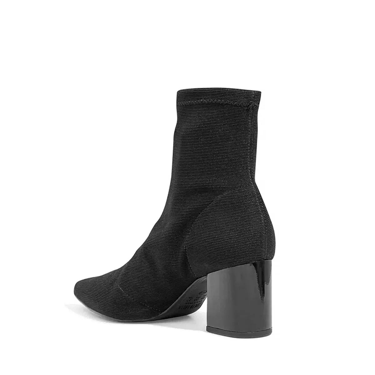 Bota Preta Malha Strech Salto Bloco Bico Fino