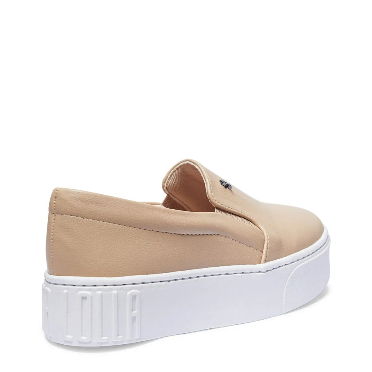 Tênis Slip On Plataforma Bege