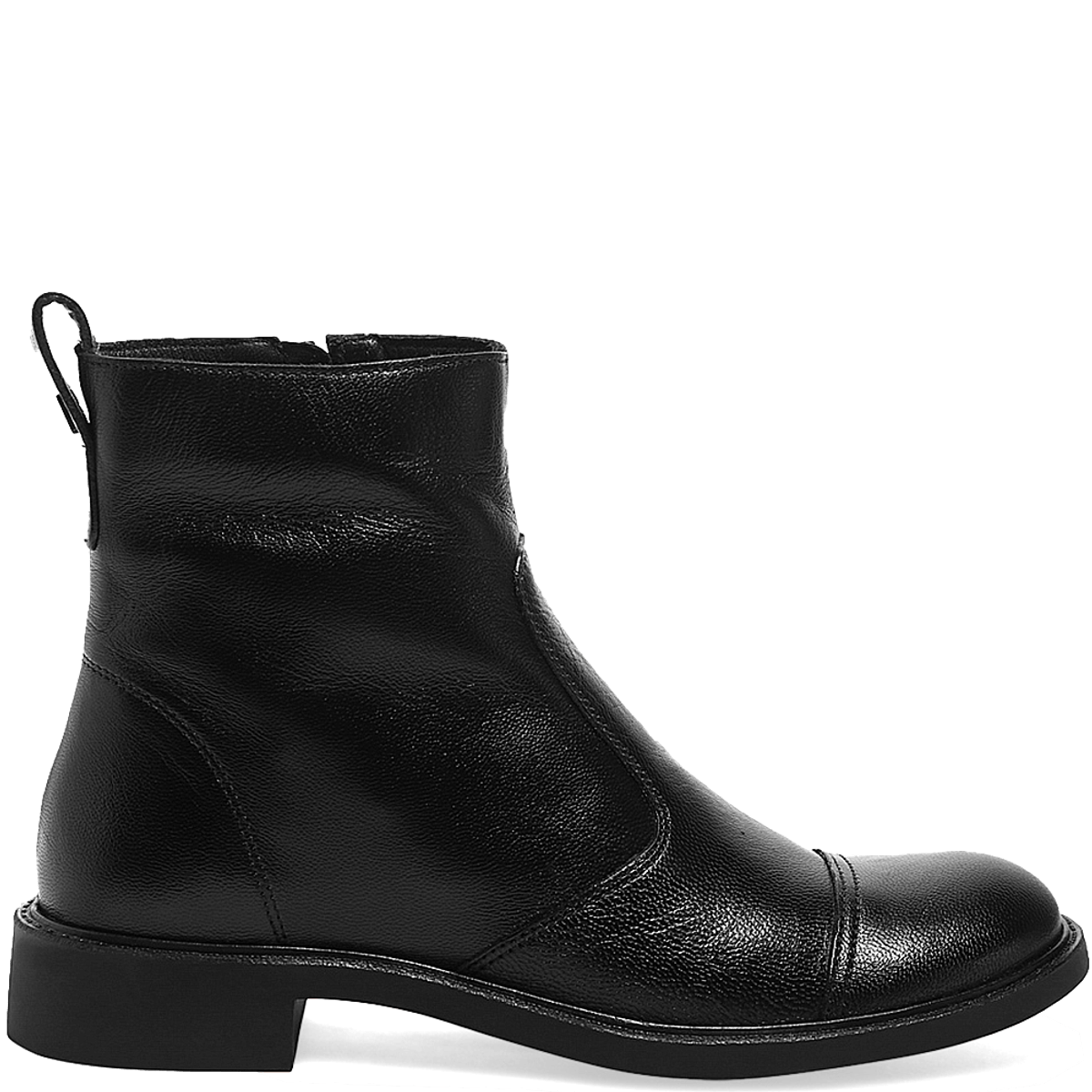 Bota Coturno Básica De Couro Pelica Cano Médio E Salto Baixo