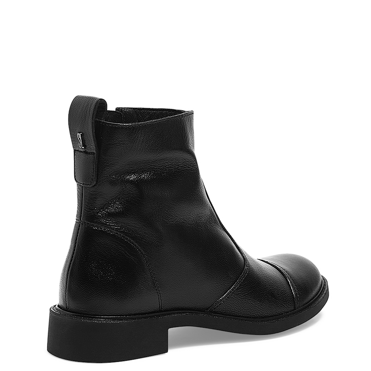 Bota Coturno Básica De Couro Pelica Cano Médio E Salto Baixo