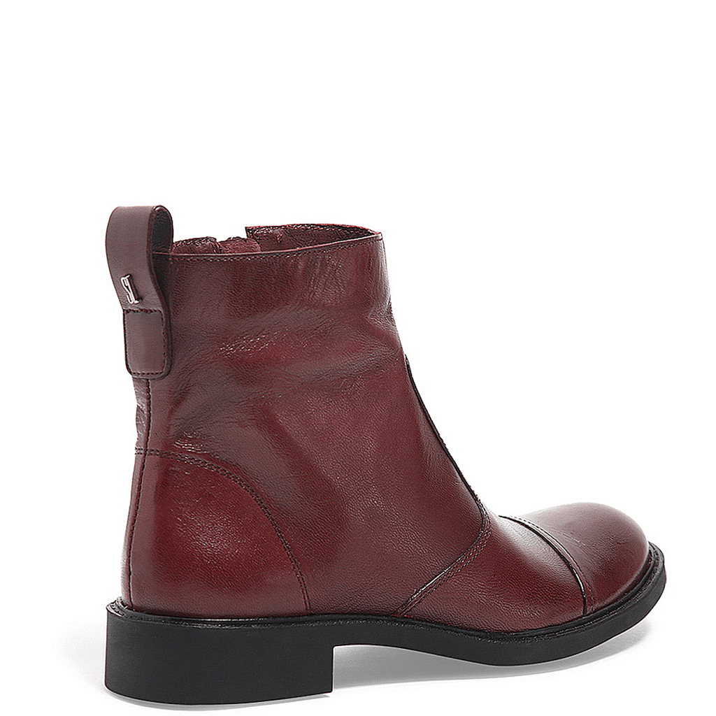 Bota Coturno Básica De Couro Pelica Cano Médio E Salto Baixo