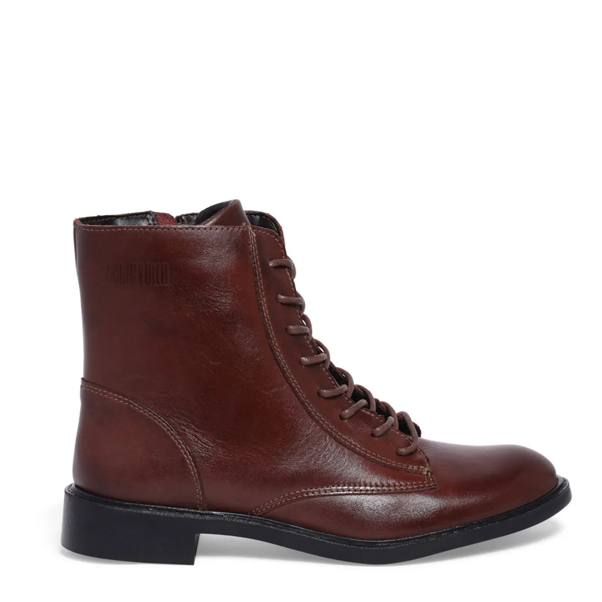 Bota Coturno Cadarço Couro Pelica Premium