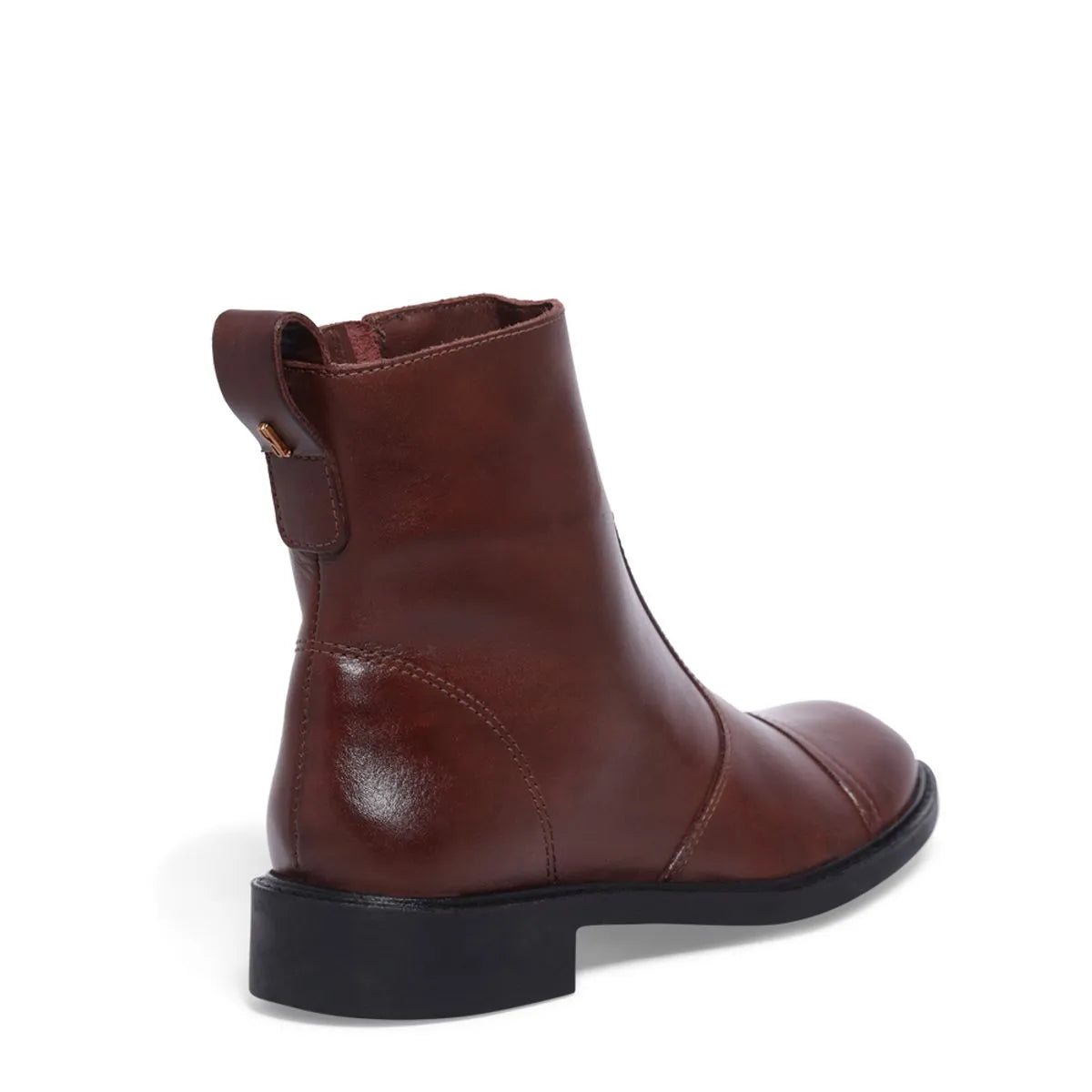 Bota Coturno Básica De Couro Pelica Cano Médio E Salto Baixo