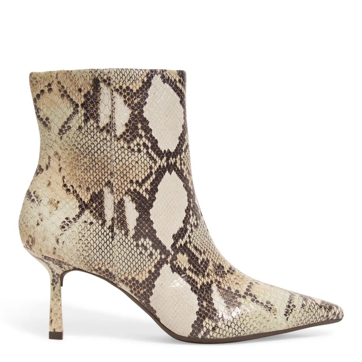 Bota Cano Baixo Couro Estampa Animal Print Cobra Bico Fino