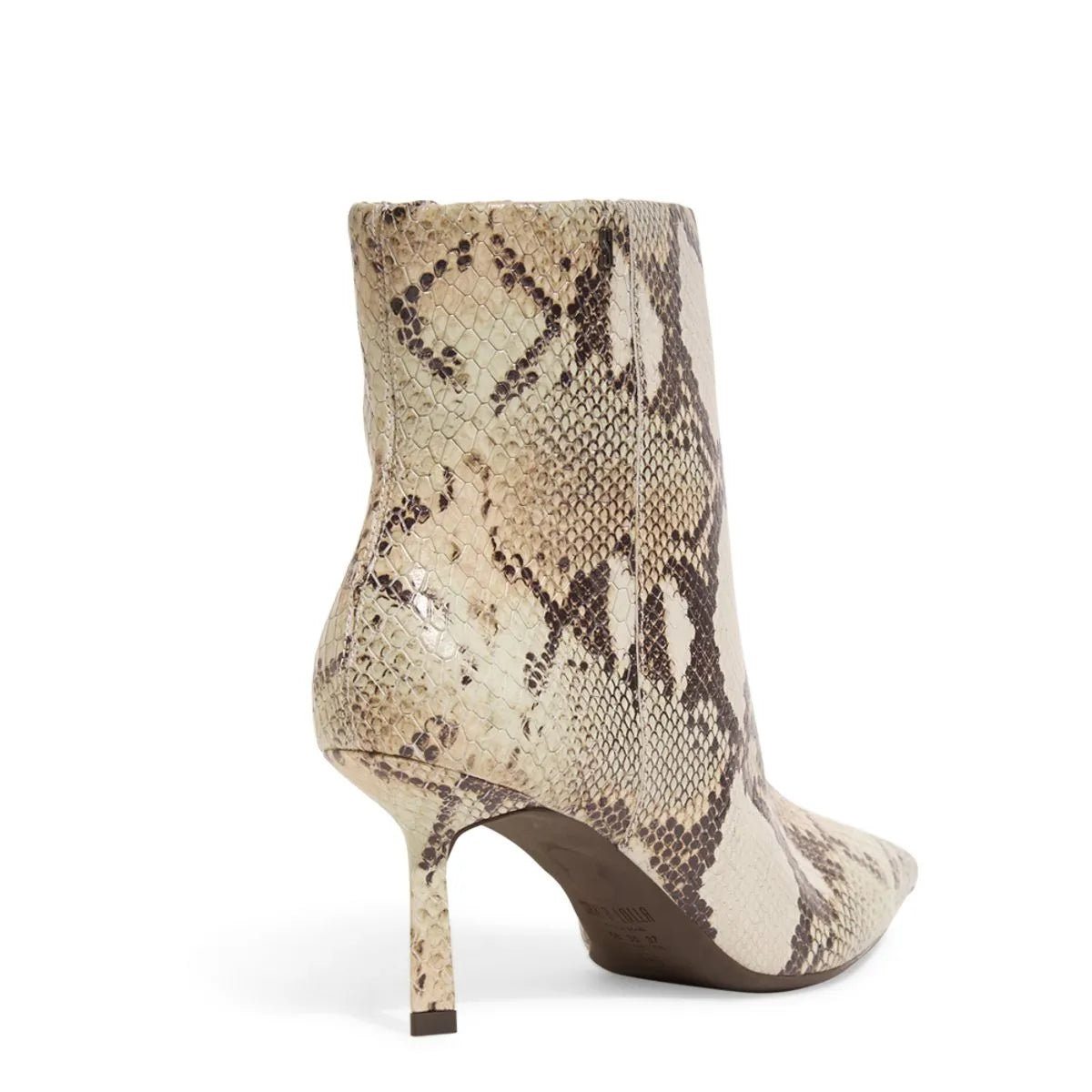Bota Cano Baixo Couro Estampa Animal Print Cobra Bico Fino