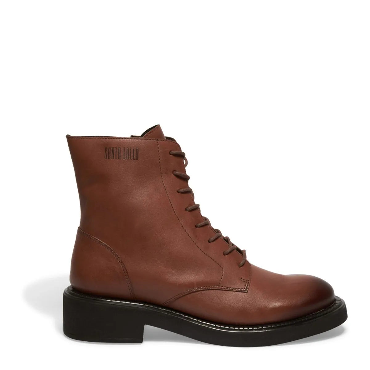 Bota Coturno Couro Confort Salto Baixo Grosso