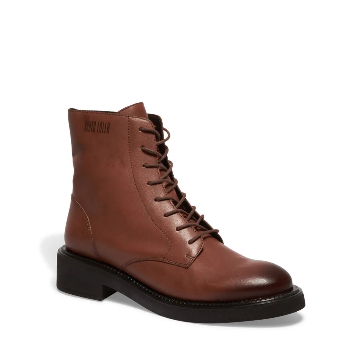Bota Coturno Couro Confort Salto Baixo Grosso