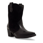 Bota Western Couro Camurça Bico Fino Salto Grosso