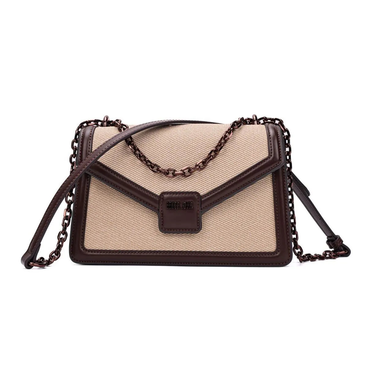 Bolsa Material Canvas Marrom Dark Alça Transversal
