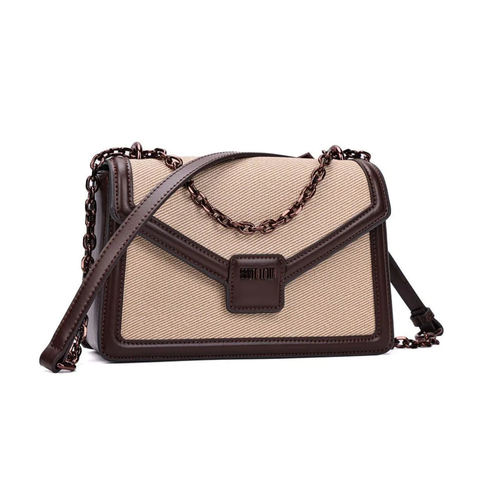 Bolsa Material Canvas Marrom Dark Alça Transversal