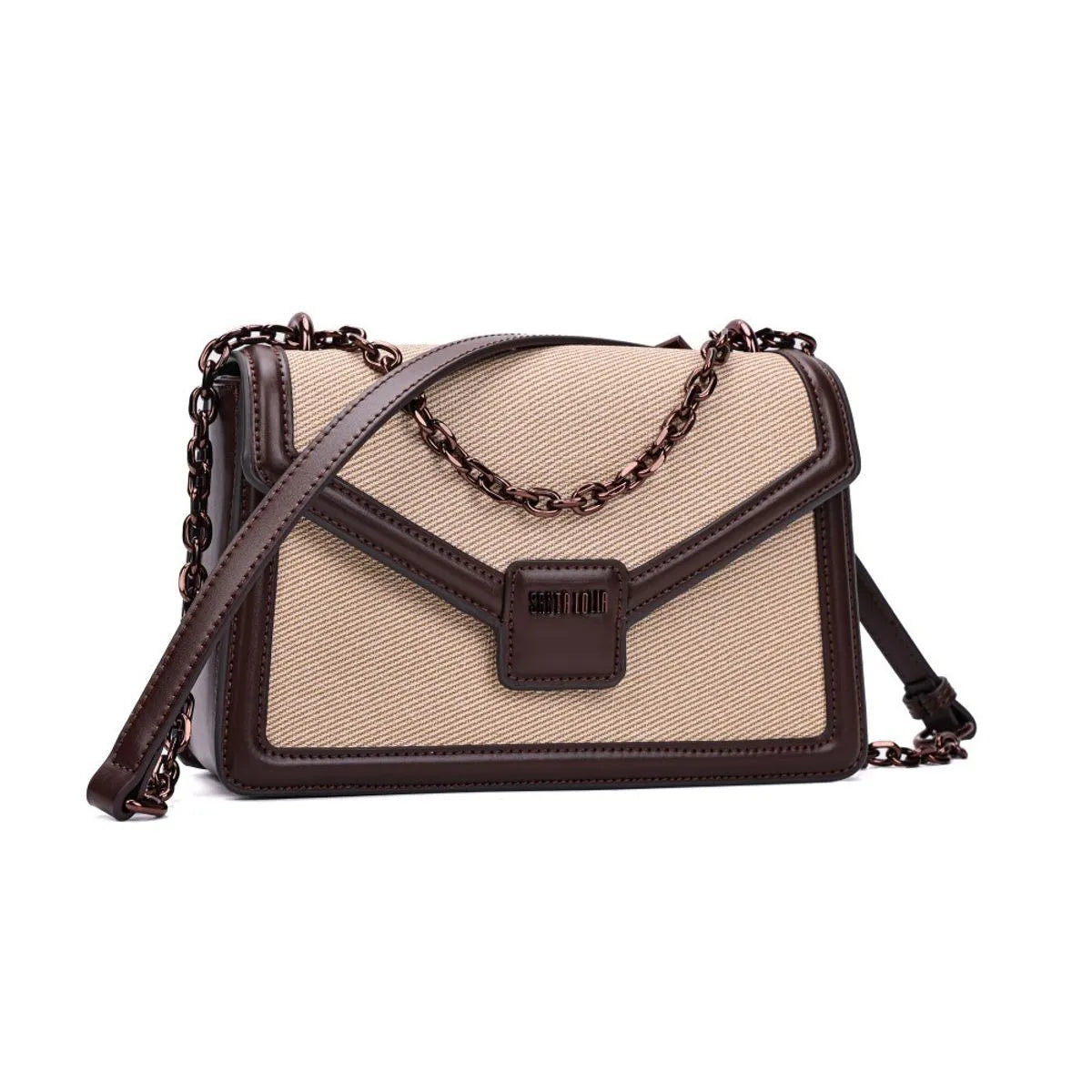 Bolsa Material Canvas Marrom Dark Alça Transversal