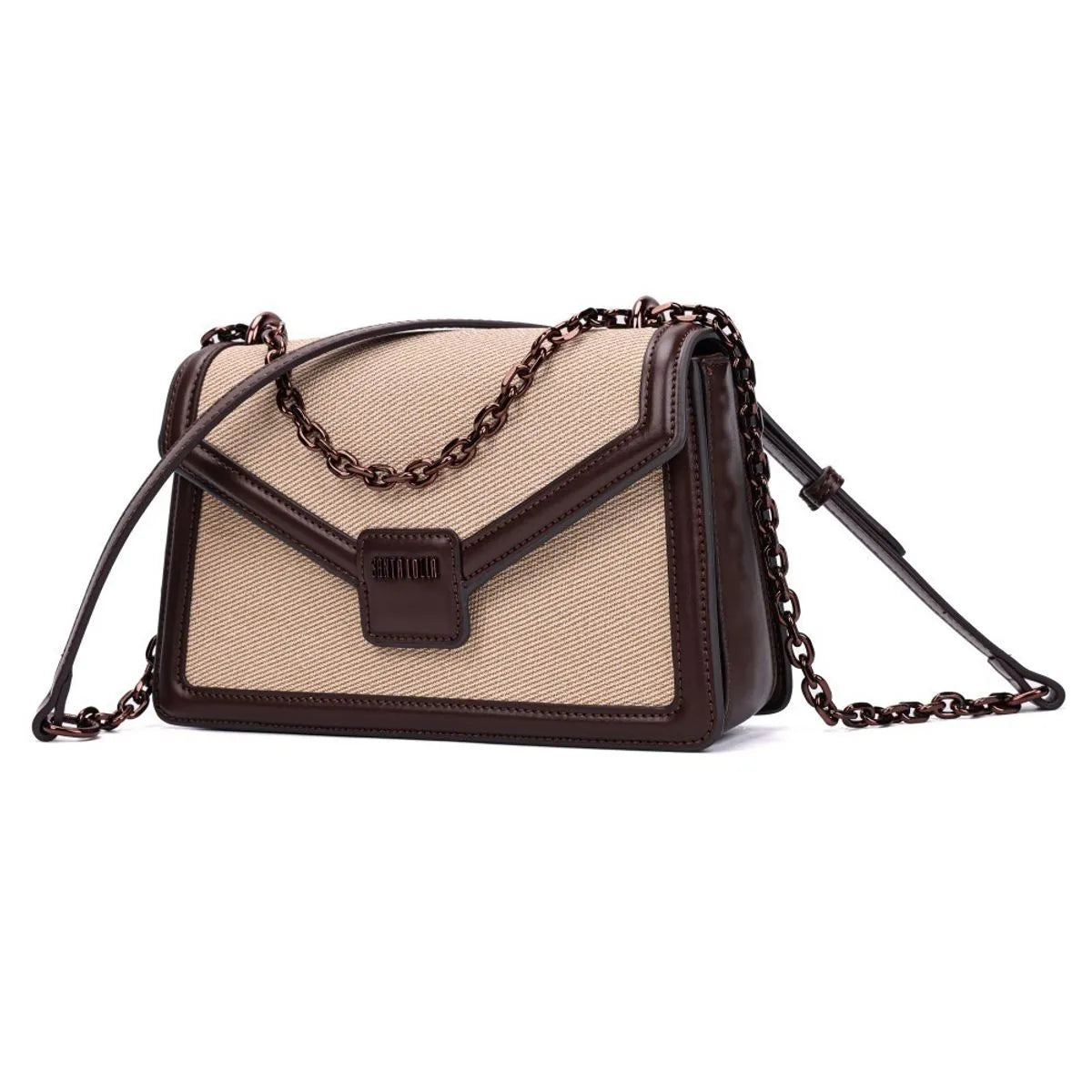 Bolsa Material Canvas Marrom Dark Alça Transversal