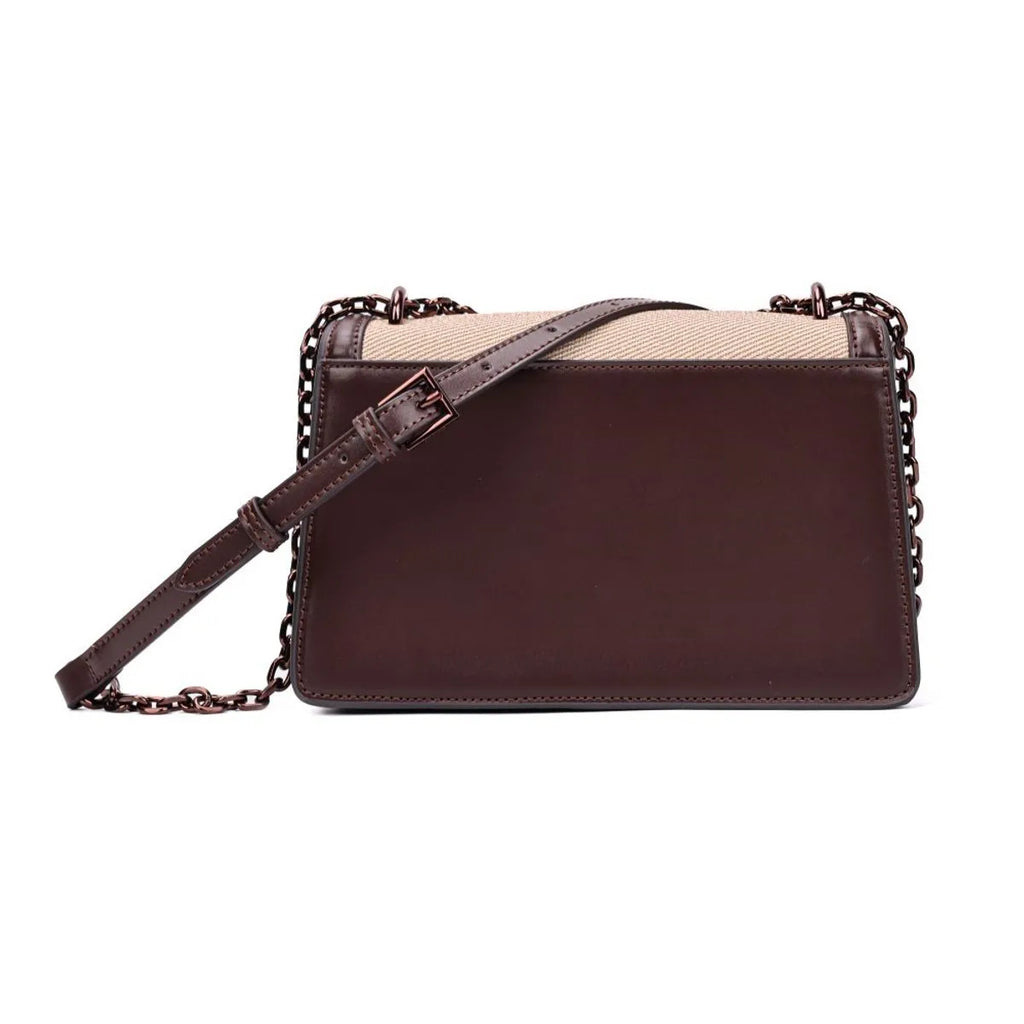 Bolsa Material Canvas Marrom Dark Alça Transversal