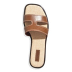 Rasteira Couro Nobre Marrom Conhaque Flat