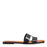 Rasteira Couro Nobre Marrom Conhaque Flat