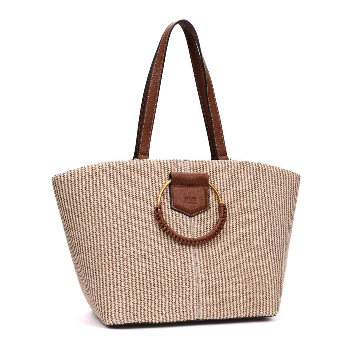 Bolsa Grande Tramado Bege Alça Ombro