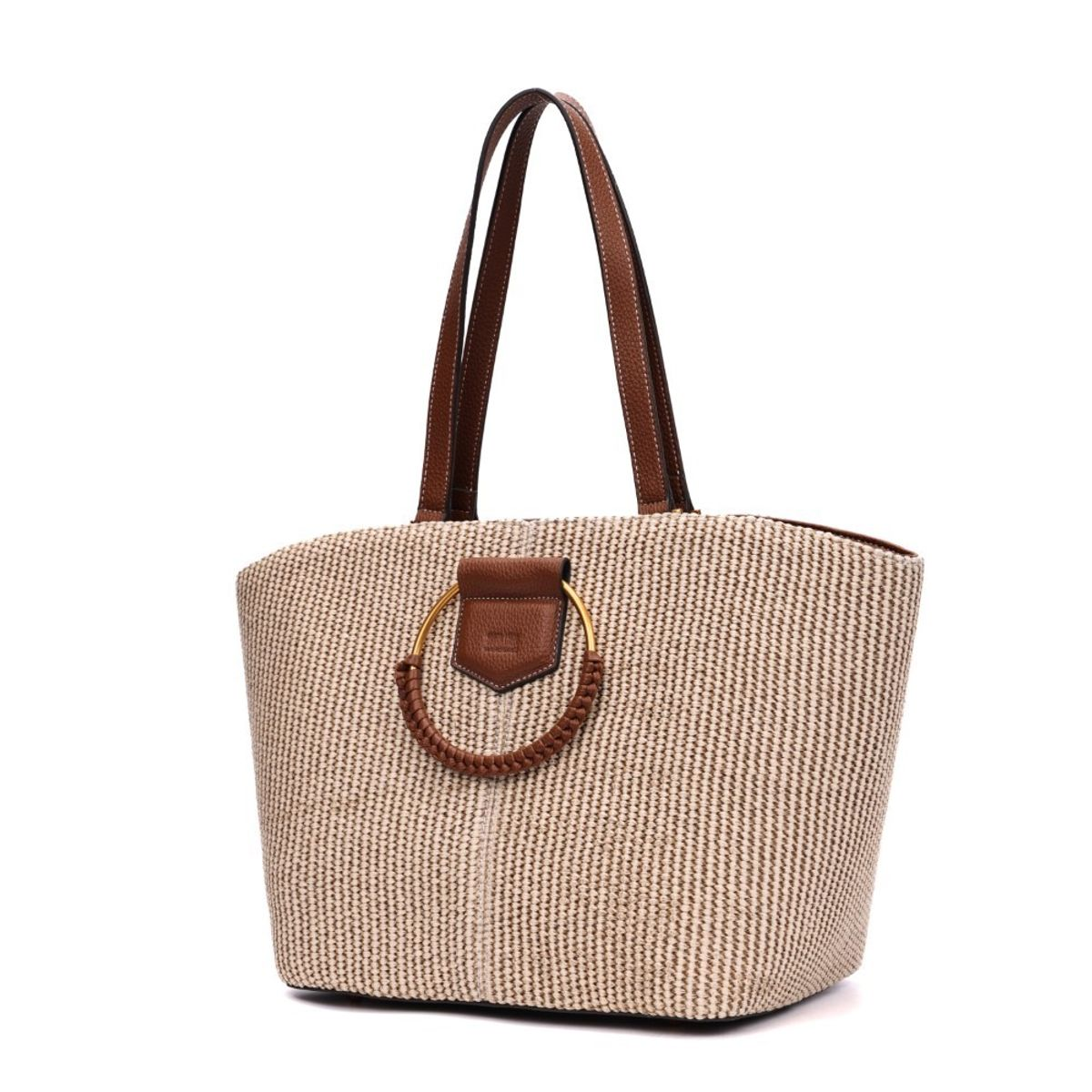Bolsa Grande Tramado Bege Alça Ombro
