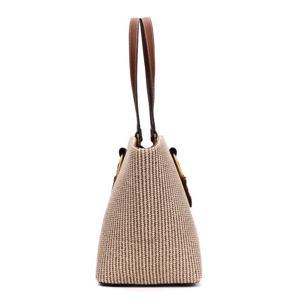 Bolsa Grande Tramado Bege Alça Ombro