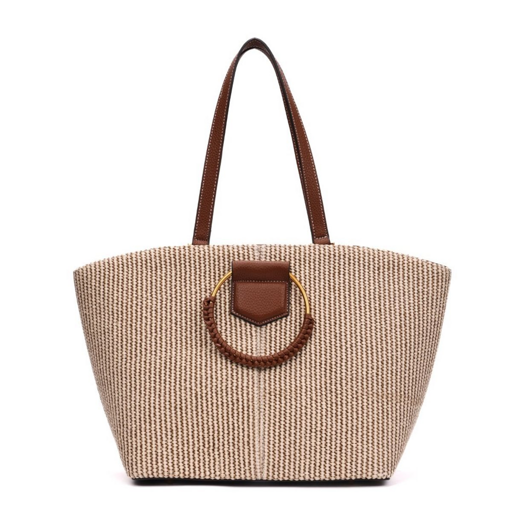 Bolsa Grande Tramado Bege Alça Ombro