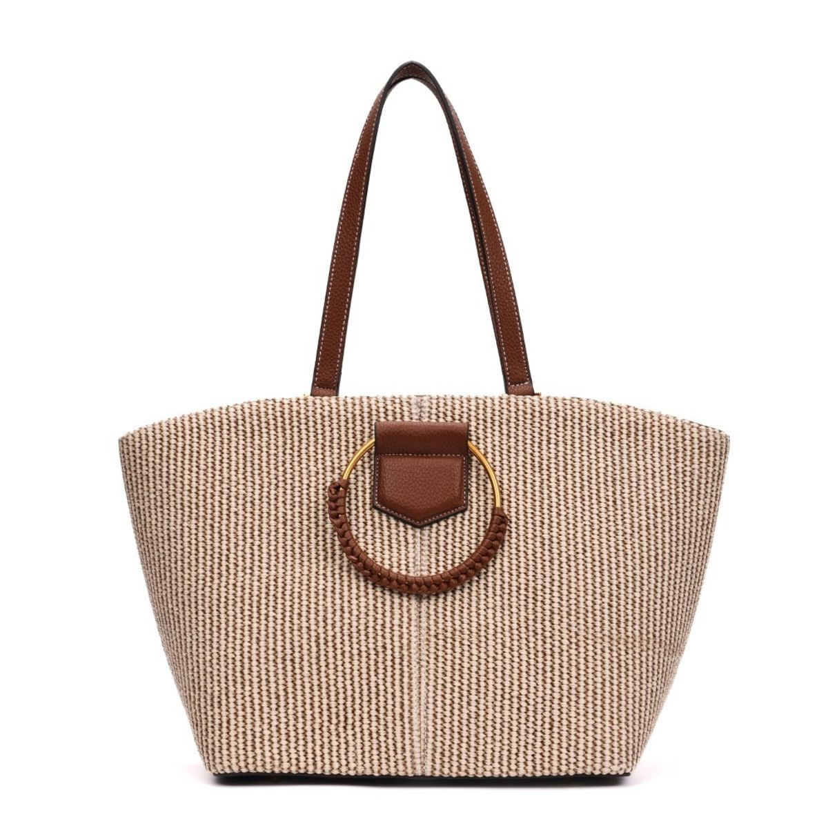 Bolsa Grande Tramado Bege Alça Ombro