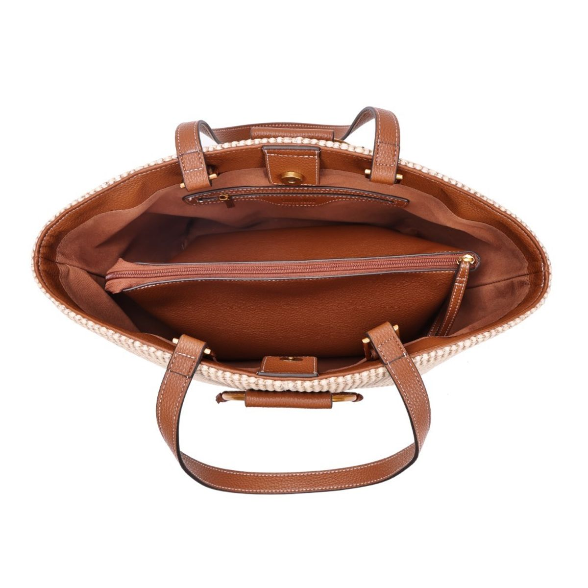 Bolsa Grande Tramado Bege Alça Ombro