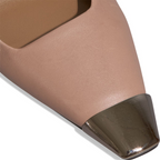 Scarpin Couro Confort Bico Fino Metalizado